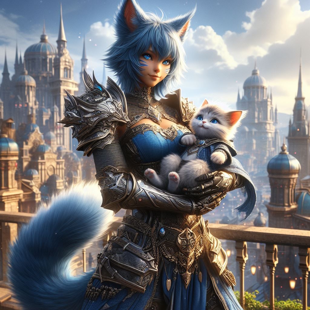 Beautiful cat lady holding a kitten