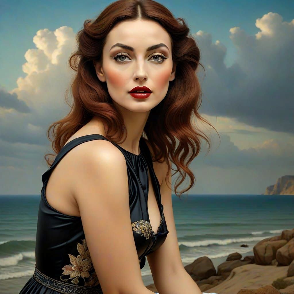 Surreal Lady in Extravagant Landscape