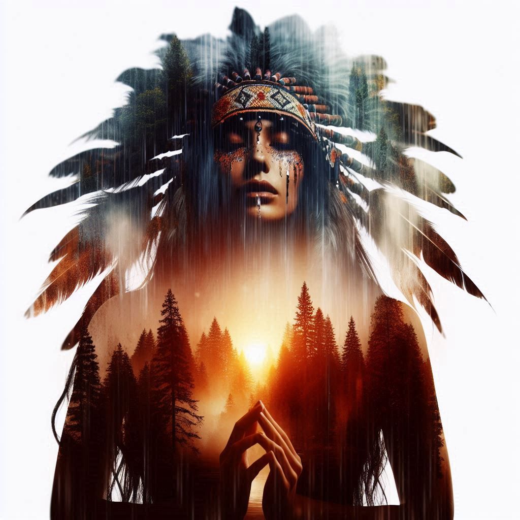 double exposure beautiful fantasy DALL-E 3 portrait landscap...