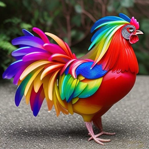 Rainbow Rooster - AI Generated Artwork - NightCafe Creator