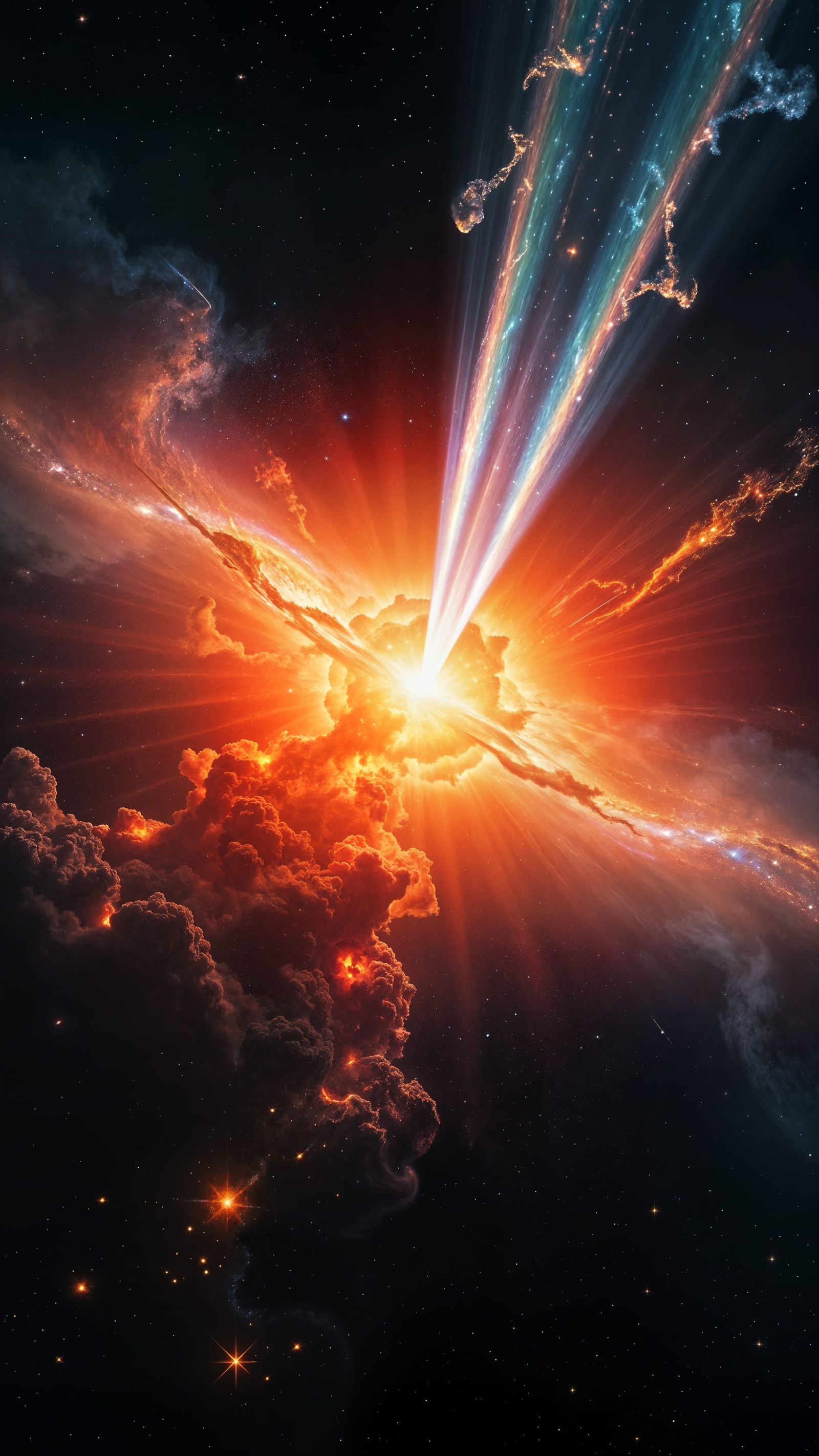 Cosmic Explosion: Quasar Unleashes Stellar Mass - AI Art