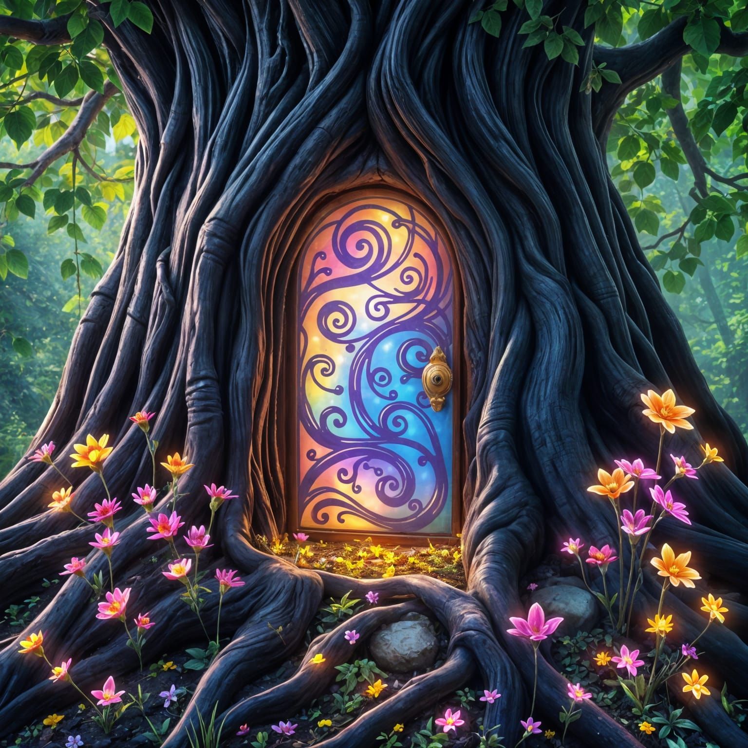 Magic door at the base of an ancient tree  by @Linda