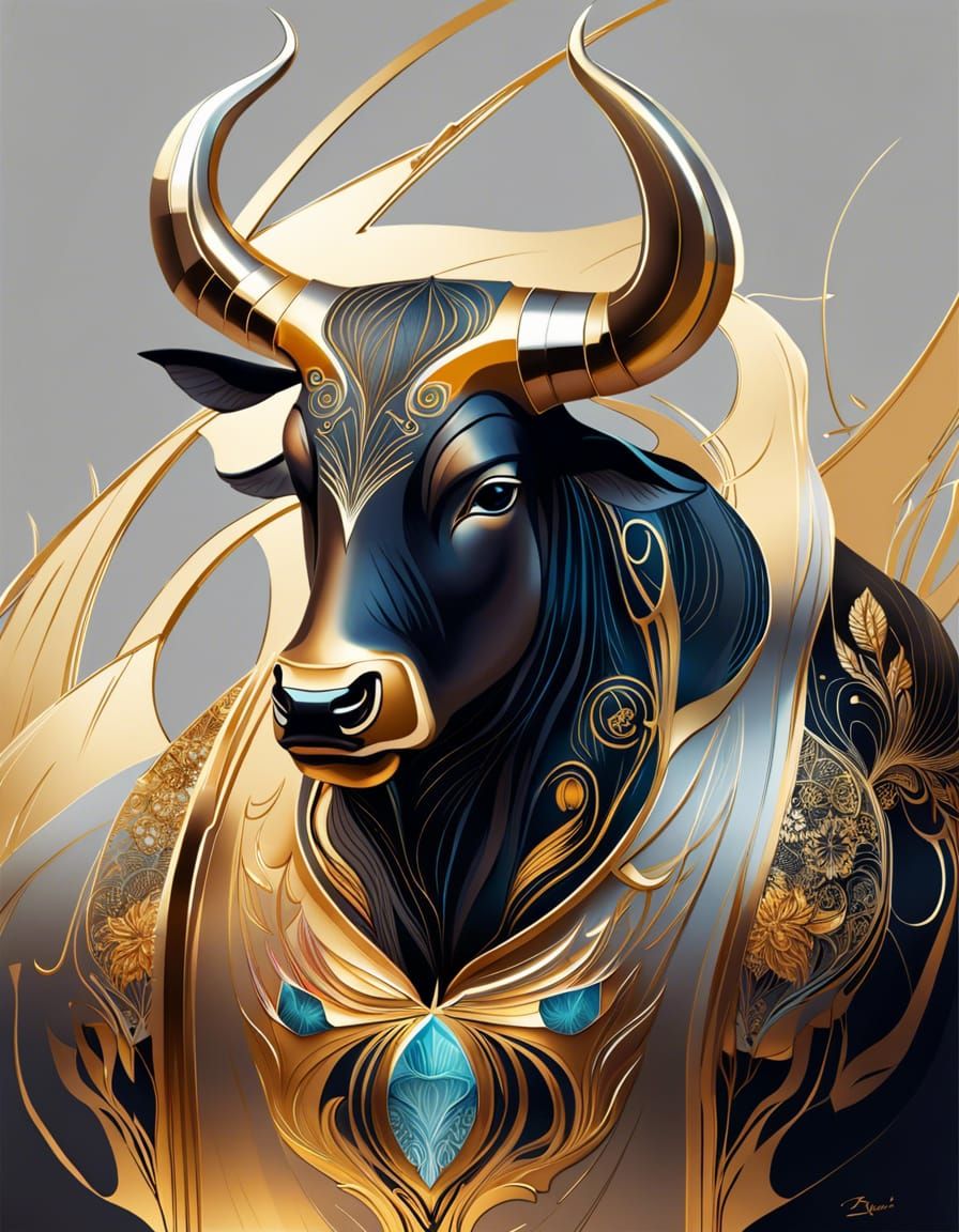 Golden Bull #12 - AI Generated Artwork - NightCafe Creator