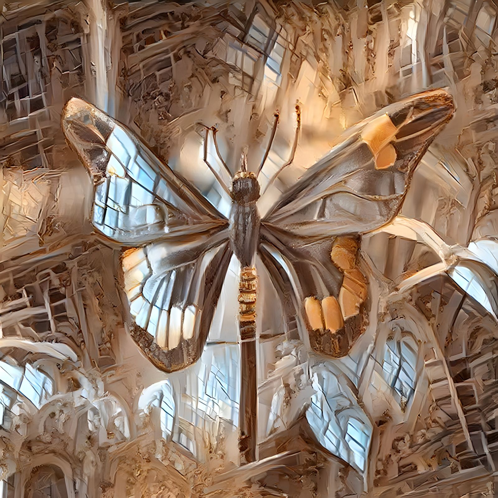 Alabaster & gold marbled butterfly