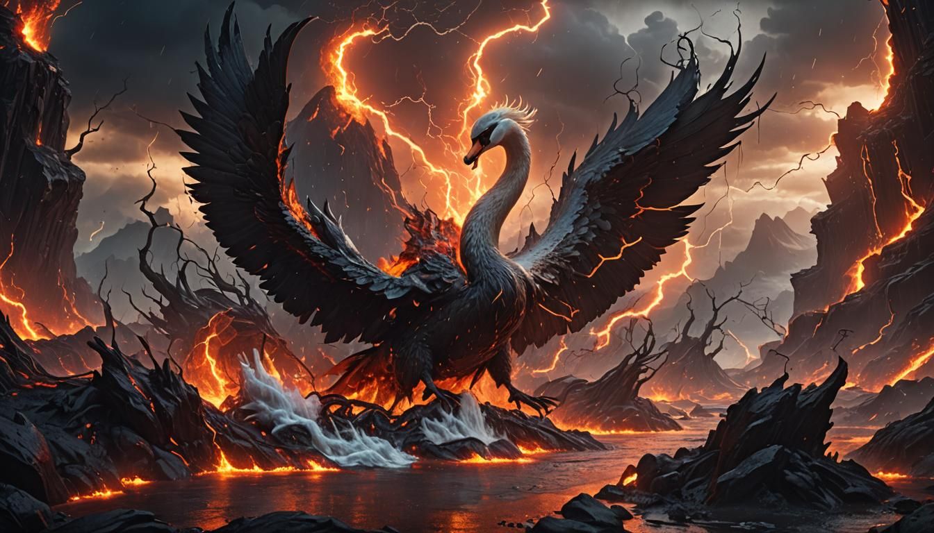 swan death lava lightning