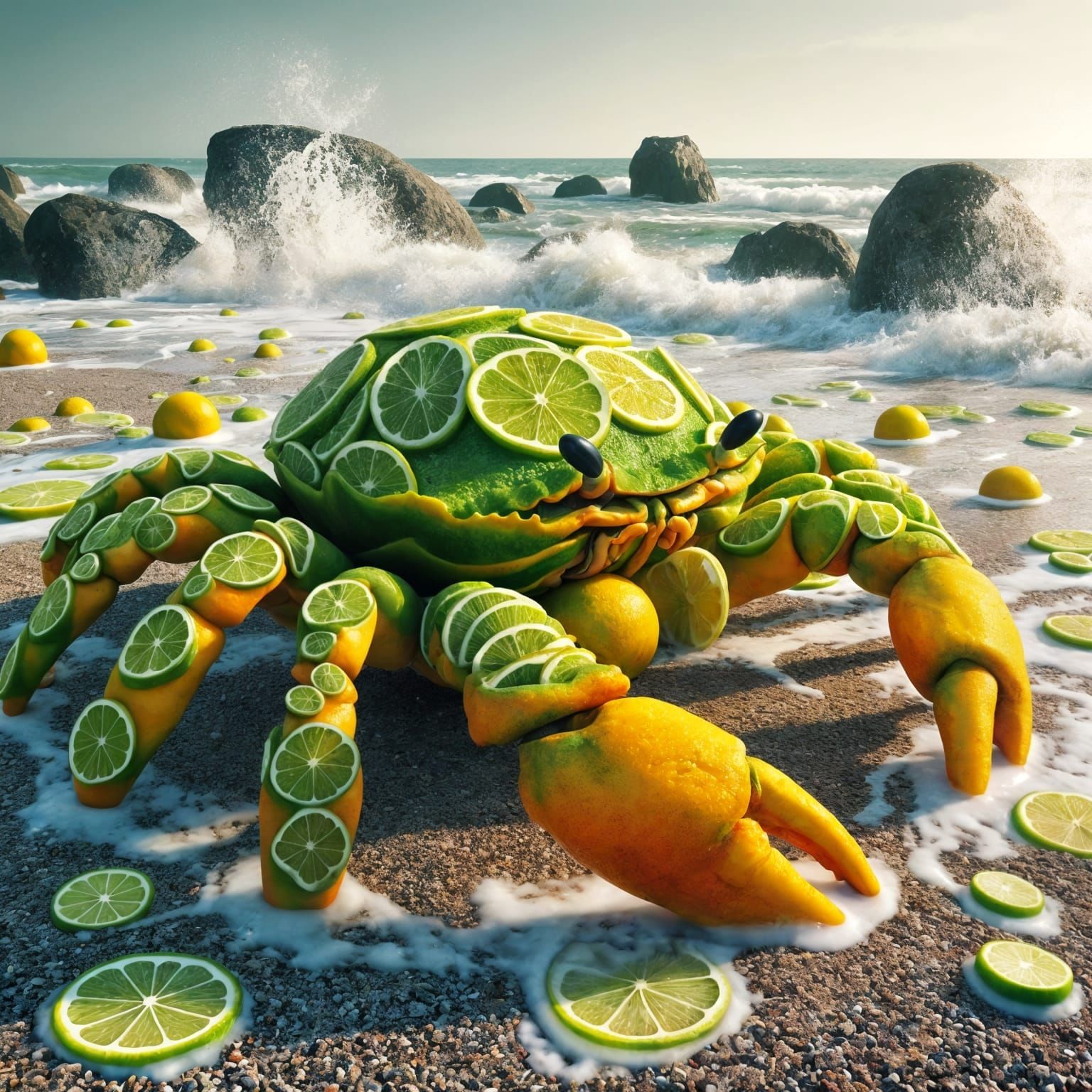 A Lemon-Lime Crab Foraging for Citrusy Snacks