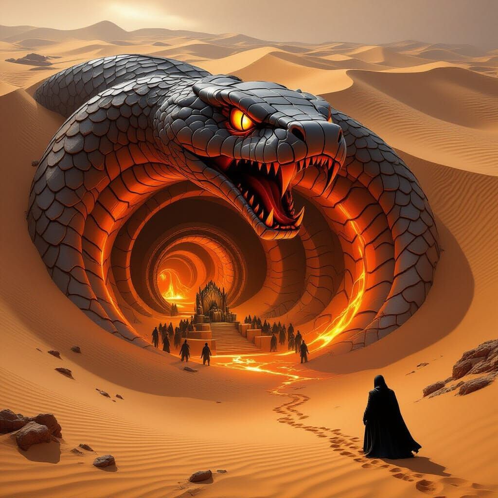 A giant underground base hidden beneath shifting desert sands.  by @Hidden_Phantom