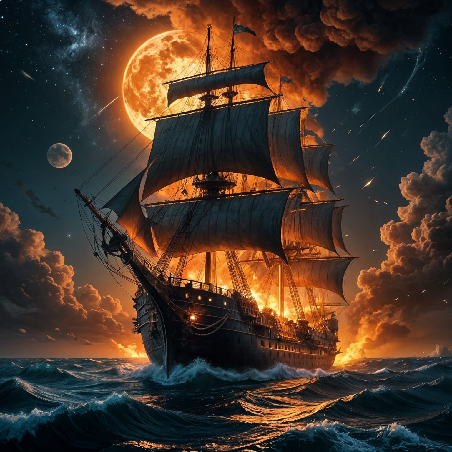 Ship on fire  by @Skriee