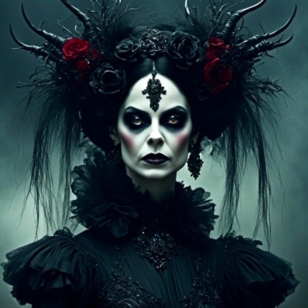 <lora:evil ways:1.0> Beautiful goth woman, portrait