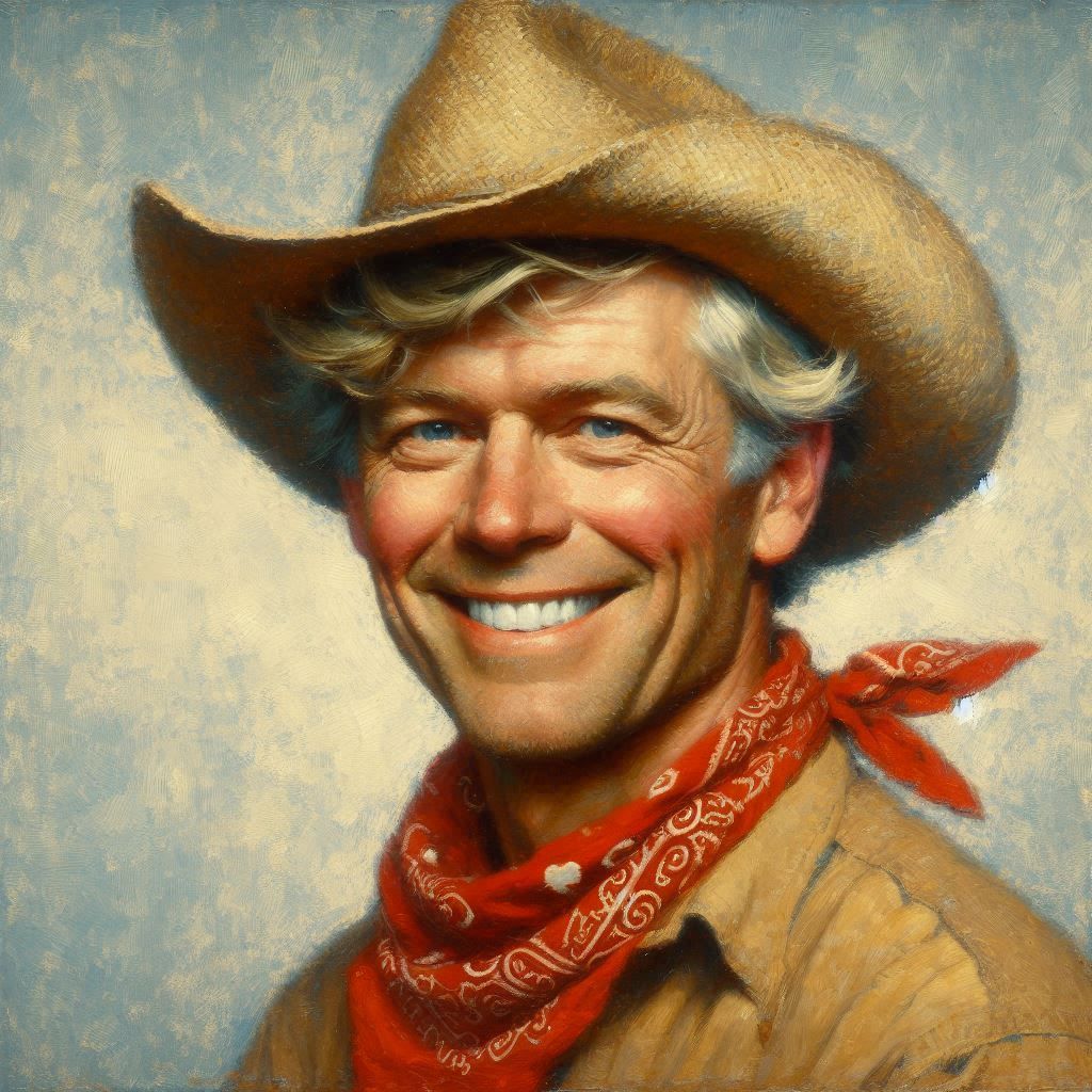 In the Style of Norman Rockwell "Halloween Cowboy"