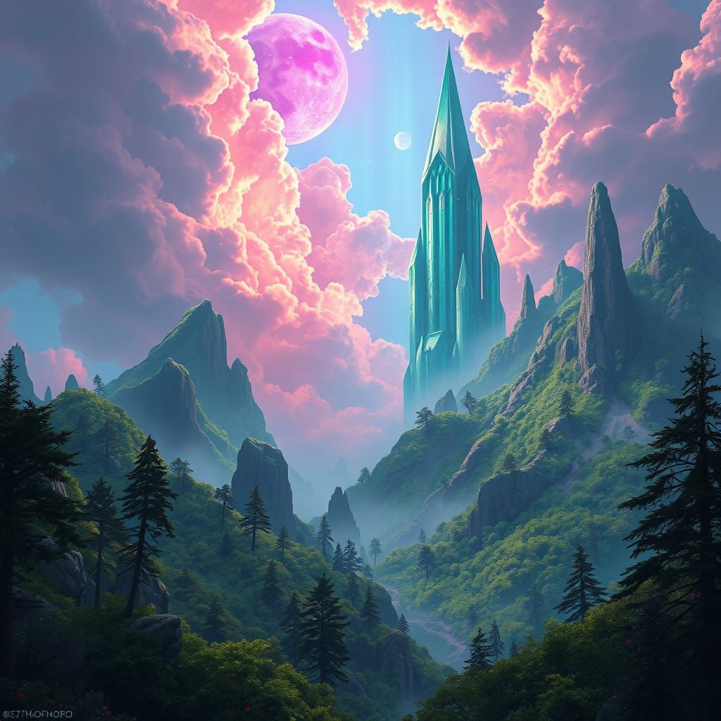 Breathtaking Aethoria Realm in Vibrant, Detailed Fantasy Sty...