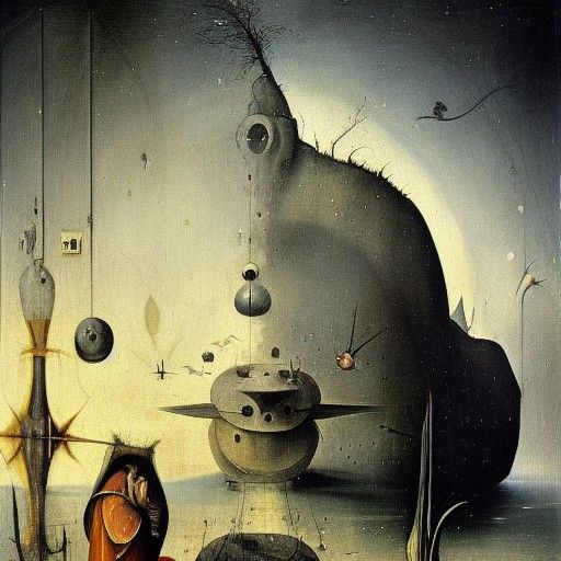 The beginning, the end, and a spaceship by Hieronymus Bosch