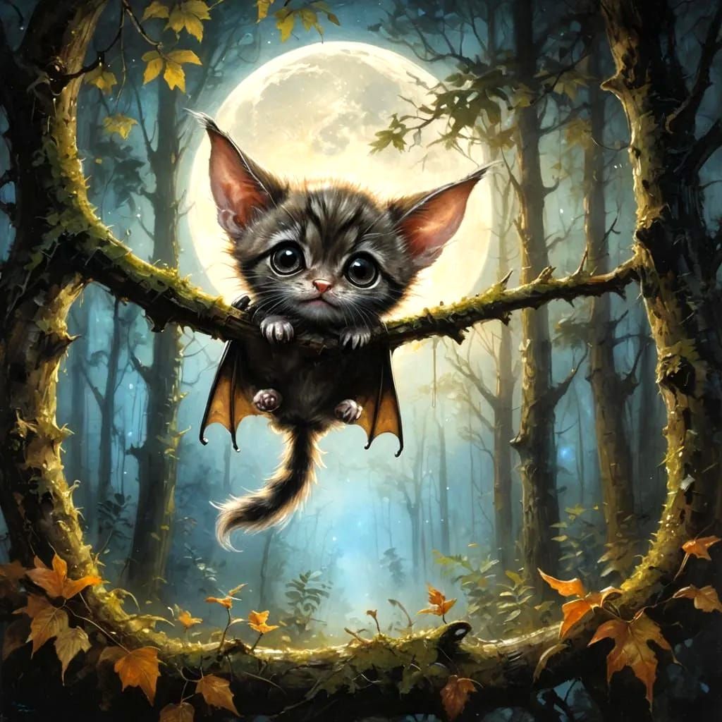 Tabby Gremlin Bat Kitten
