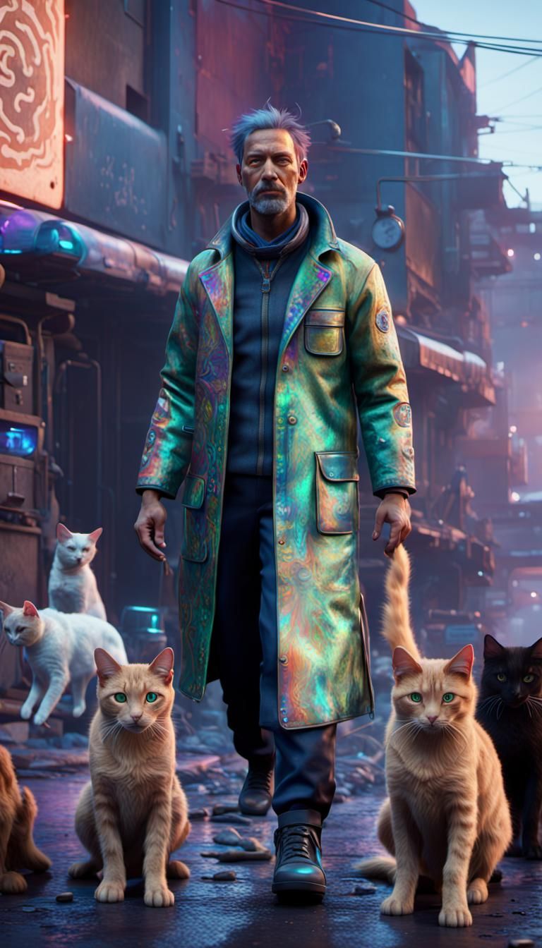 Unreal Engine 5 psychedelic sci-fi veterinary medicine man o...