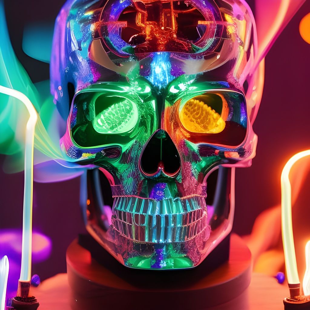 Cosmic Neon Skull - AI Generated Artwork - NightCafe Creator