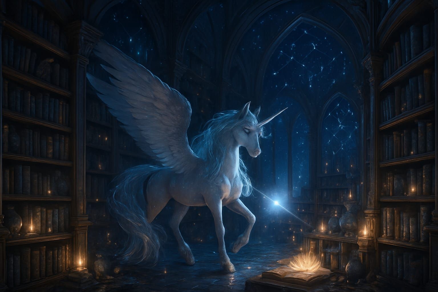 Alicorn in a Starry Library