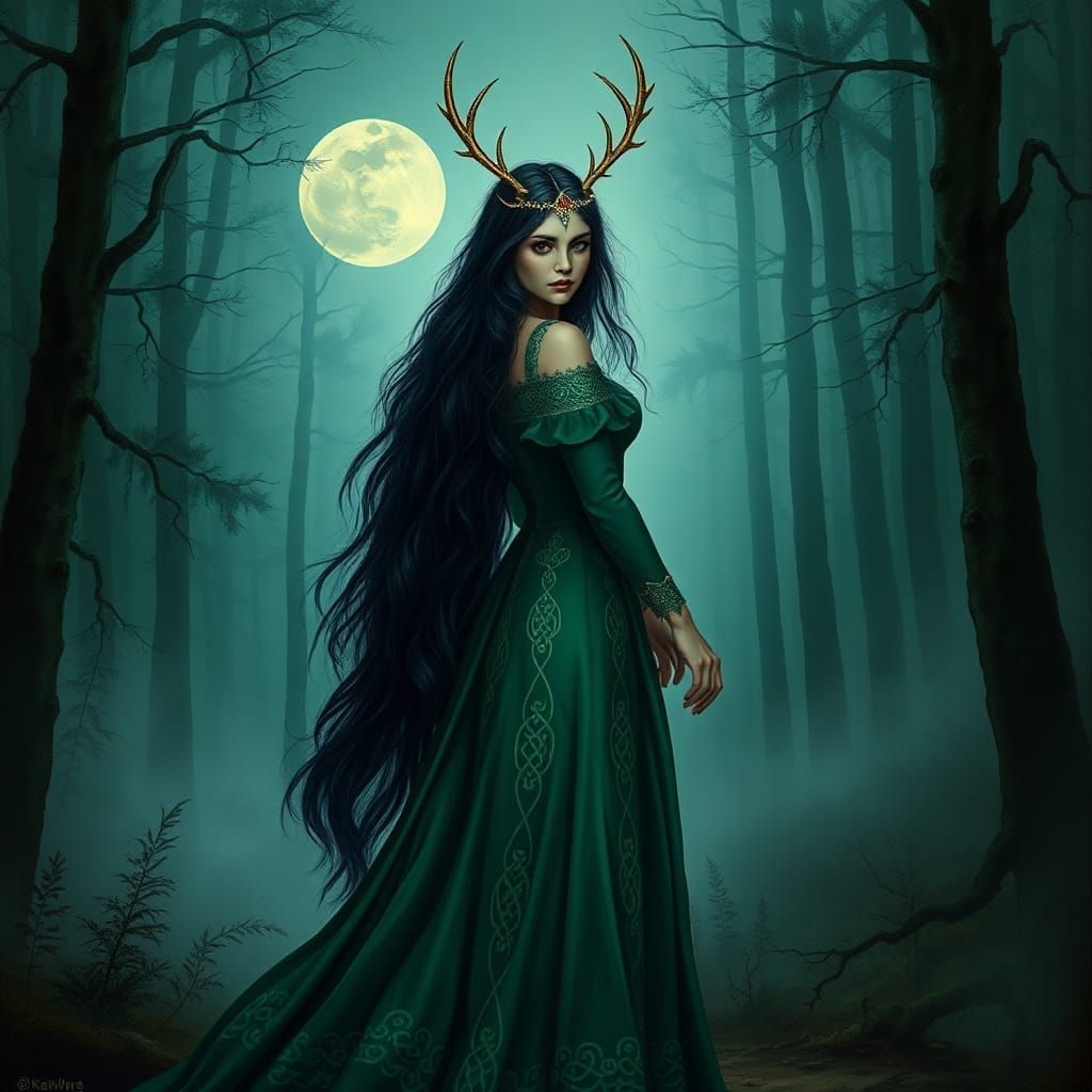 The Morrigan, Celtics gods , forest, antlers, stunning, elle...