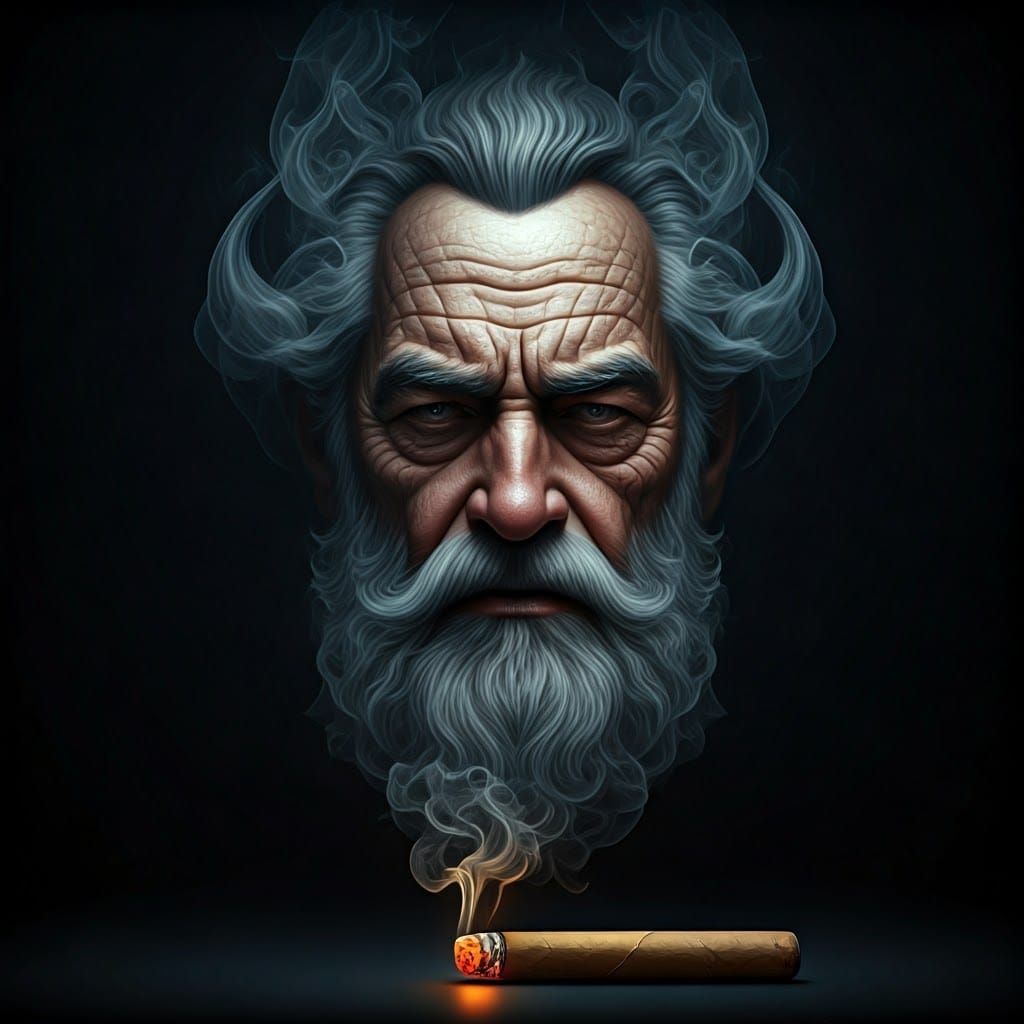 Cyberpunk Smoker with Enigmatic Smoke Figure