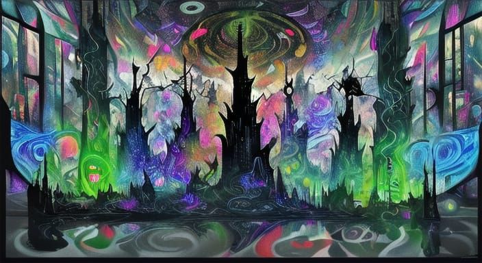 <lora:Kandinsky Blue:1.0> Numer 8 image. Quantum computer simulation the universe with number 8. simulation with transparent colorful textur...