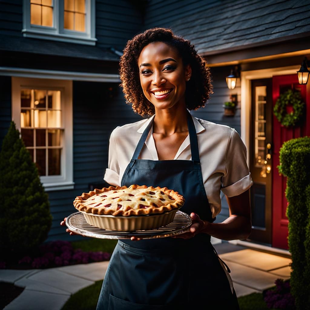 Friendly Neighbor with Homemade Pie Welcome Gift