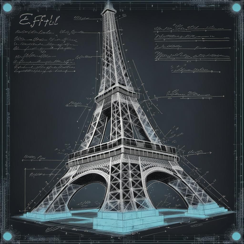 The Blueprint: The Eiffel Tower - AI Generated Artwork - NightCafe Creator