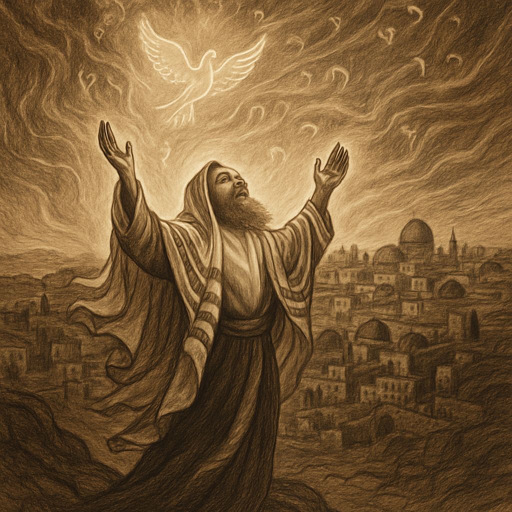 Hasidic Figure in Jerusalem, Spiritual Digital Art