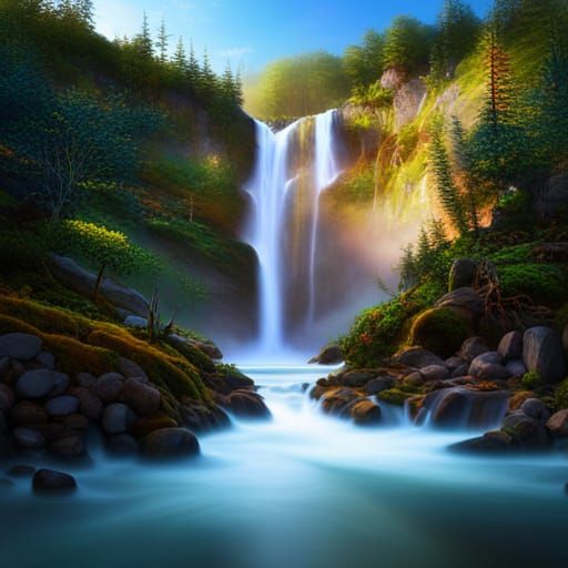 Beautiful waterfall going over cliff