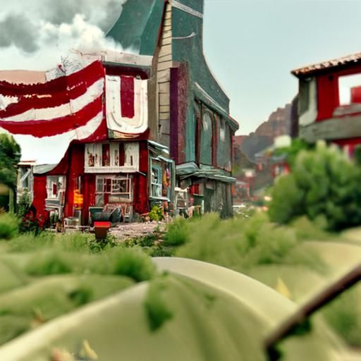 1940s patriotic American town
