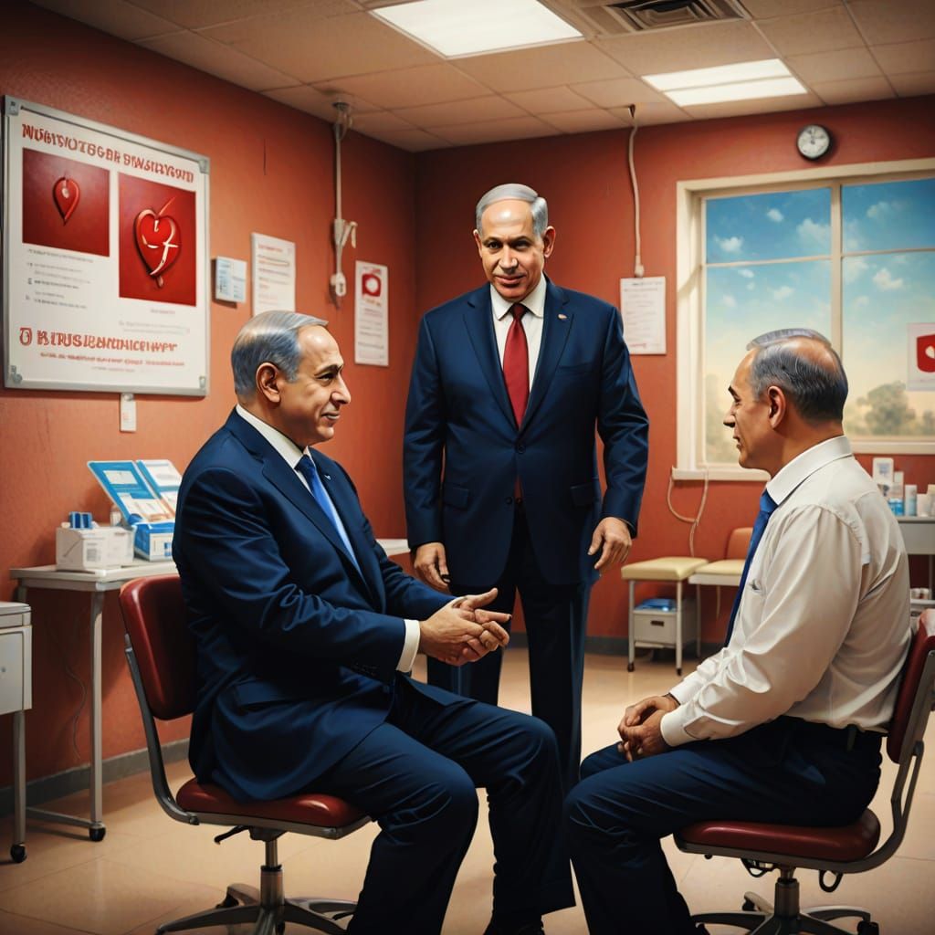 Hananiah Cholak and Benjamin Netanyahu at Donation Center