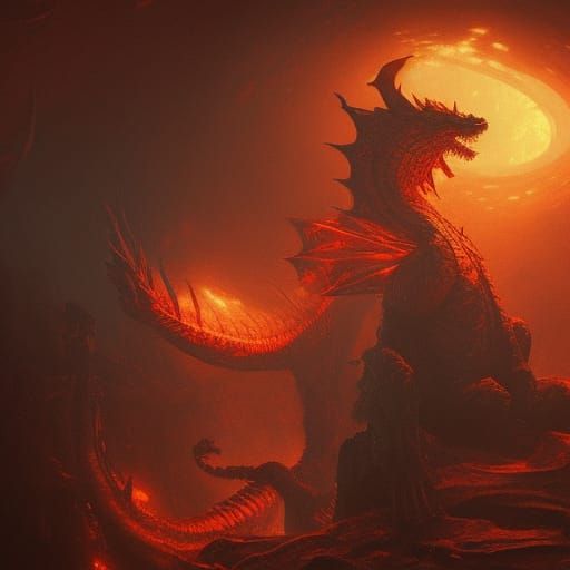 A dragon in hell - AI Generated Artwork - NightCafe Creator