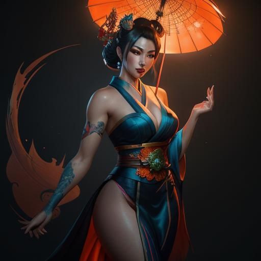 Geisha Femme Fatale: Hyperdetailed Concept Art