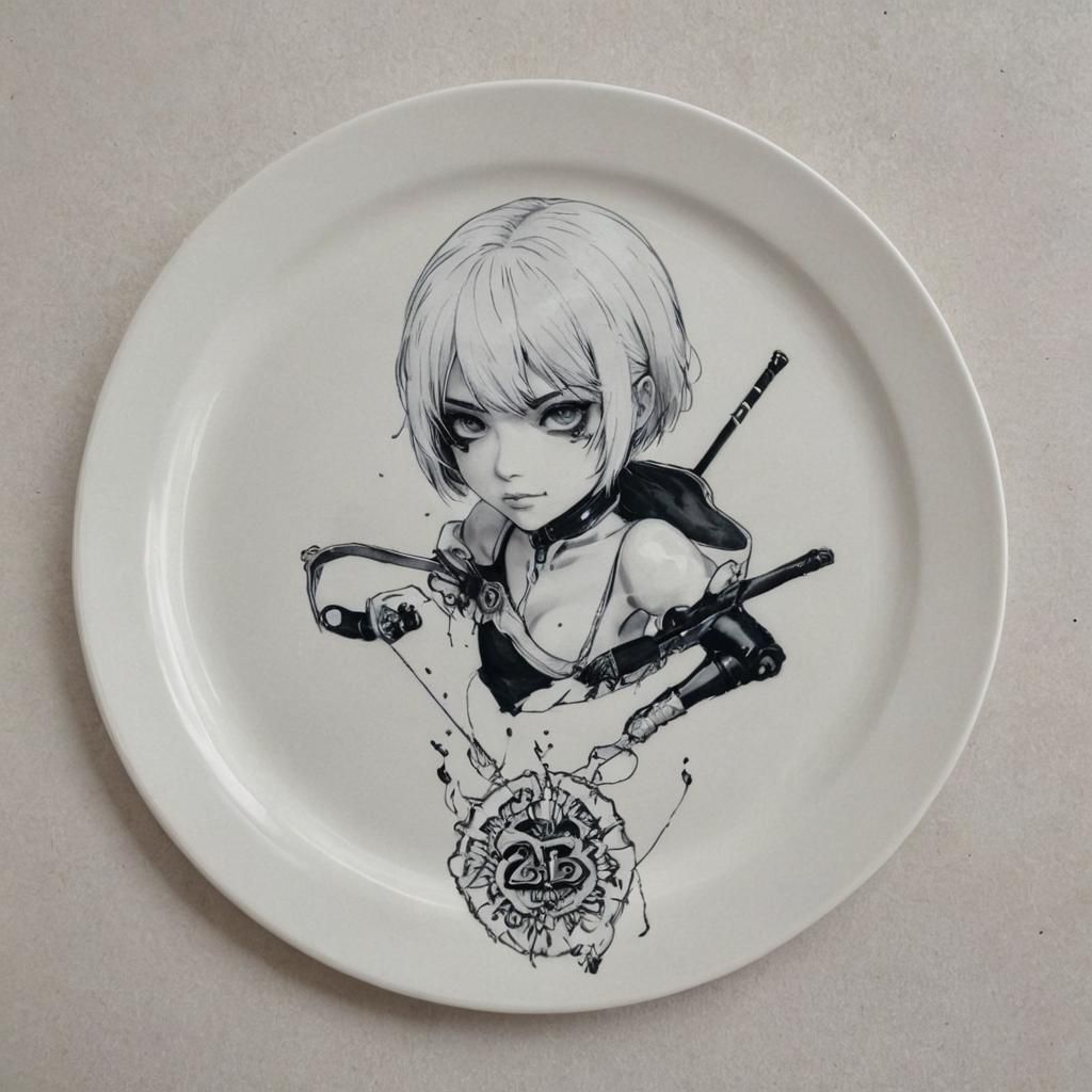 Tattoo of 2B on a plate