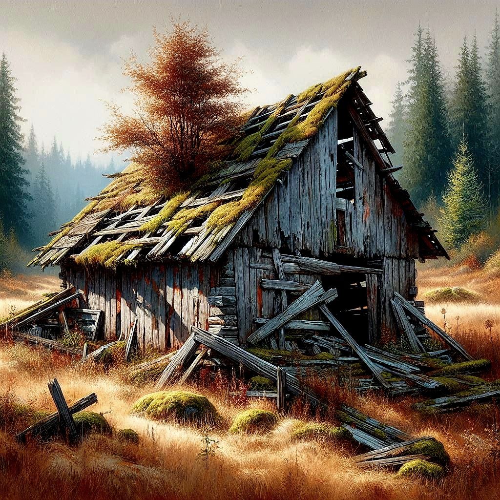 What's left of "the old home place". Impasto