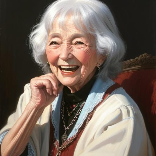 old woman full of joy