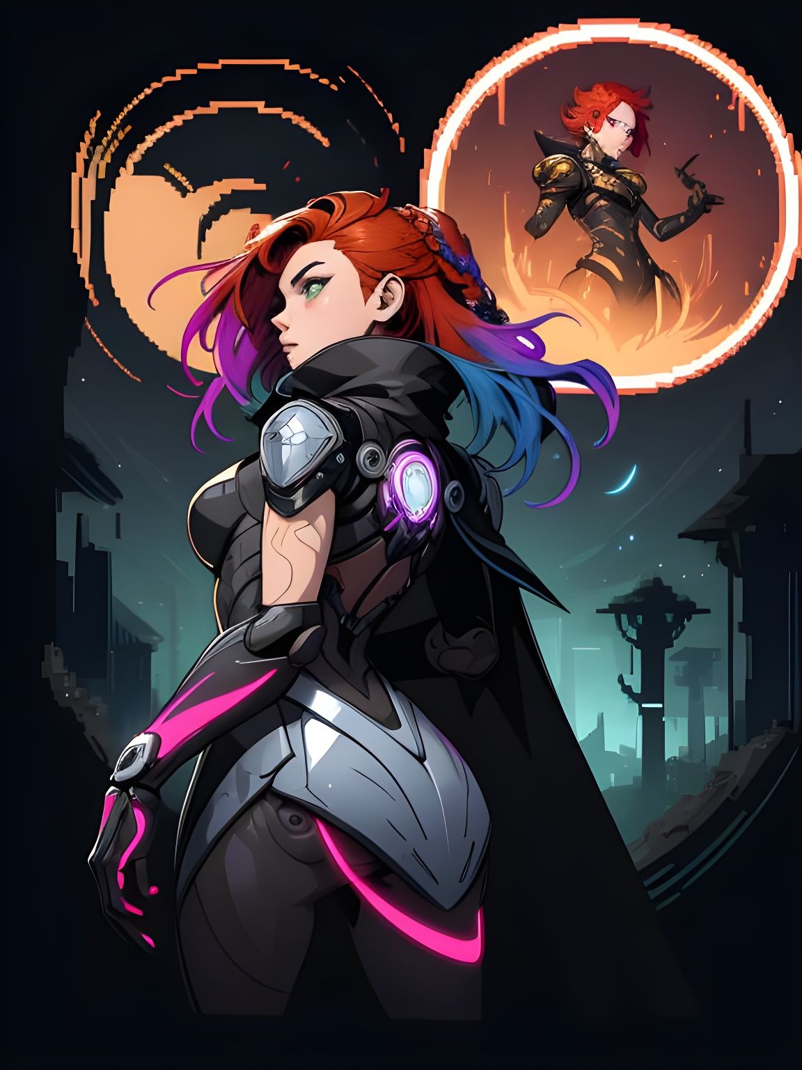 Biomechanical Necromancer in Pixel Art Style