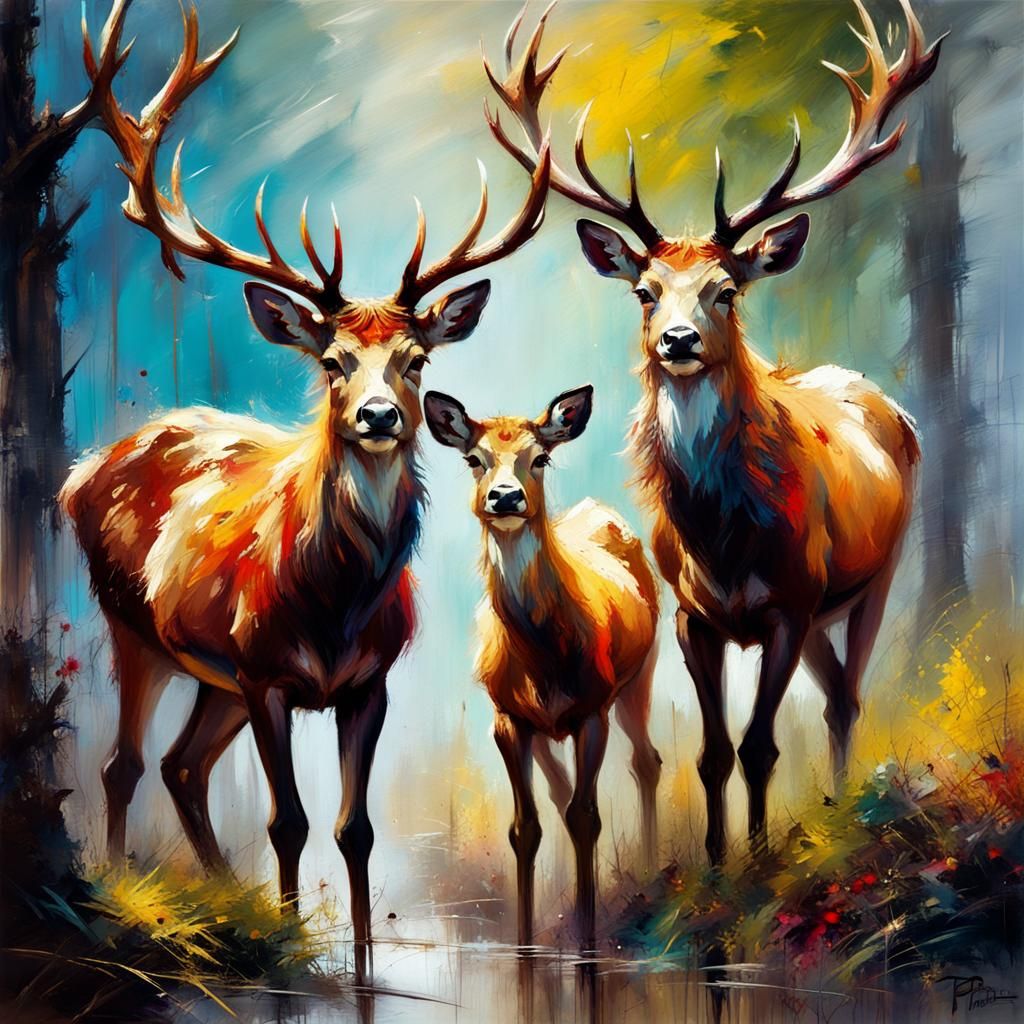 deers in woods