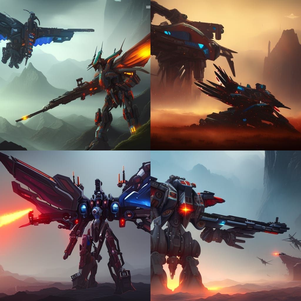 assassin mech with wings and a sniper rifle - AI Generated Artwork ...