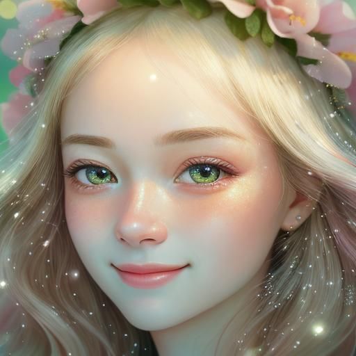 Vivid Digital Portrait of a Smiling Girl
