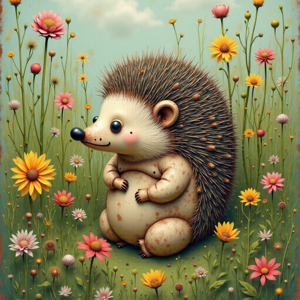 <lora:RustyMetalSurrealism:1.0> hedgehog
