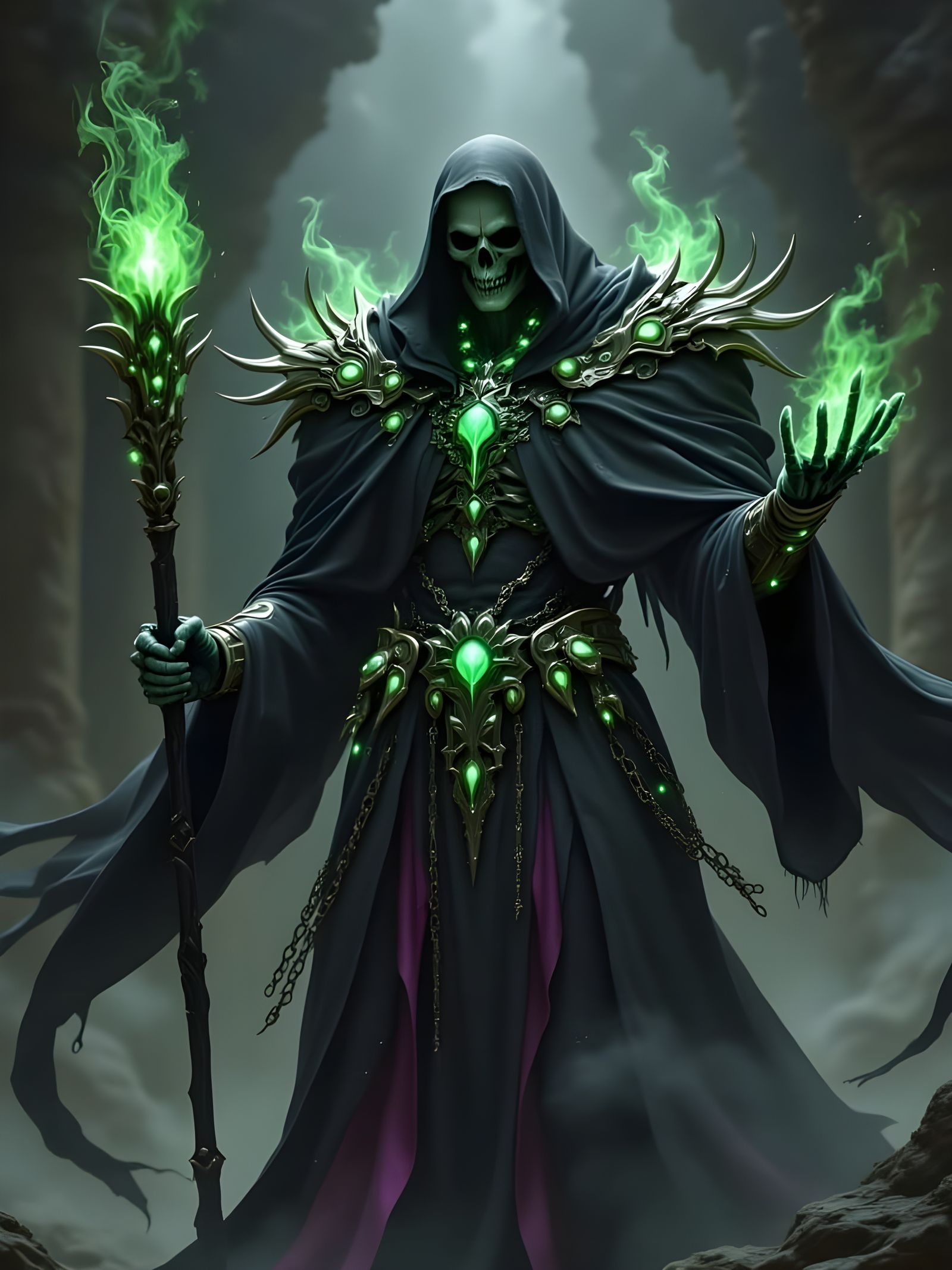 Undead Sorcerer in Dark Fantasy Armor