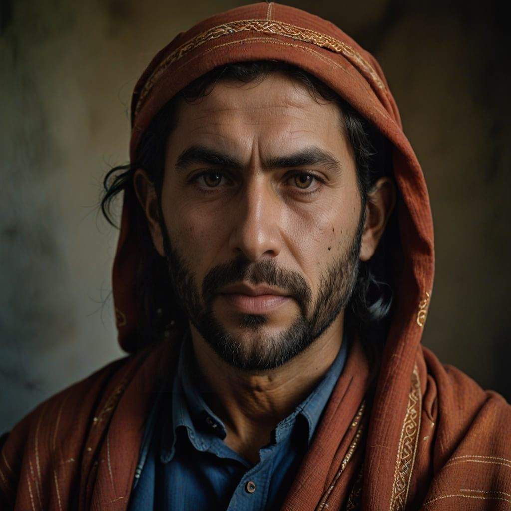 Elegant Gentleman in Antique Style with Intense and Deep Gaz...