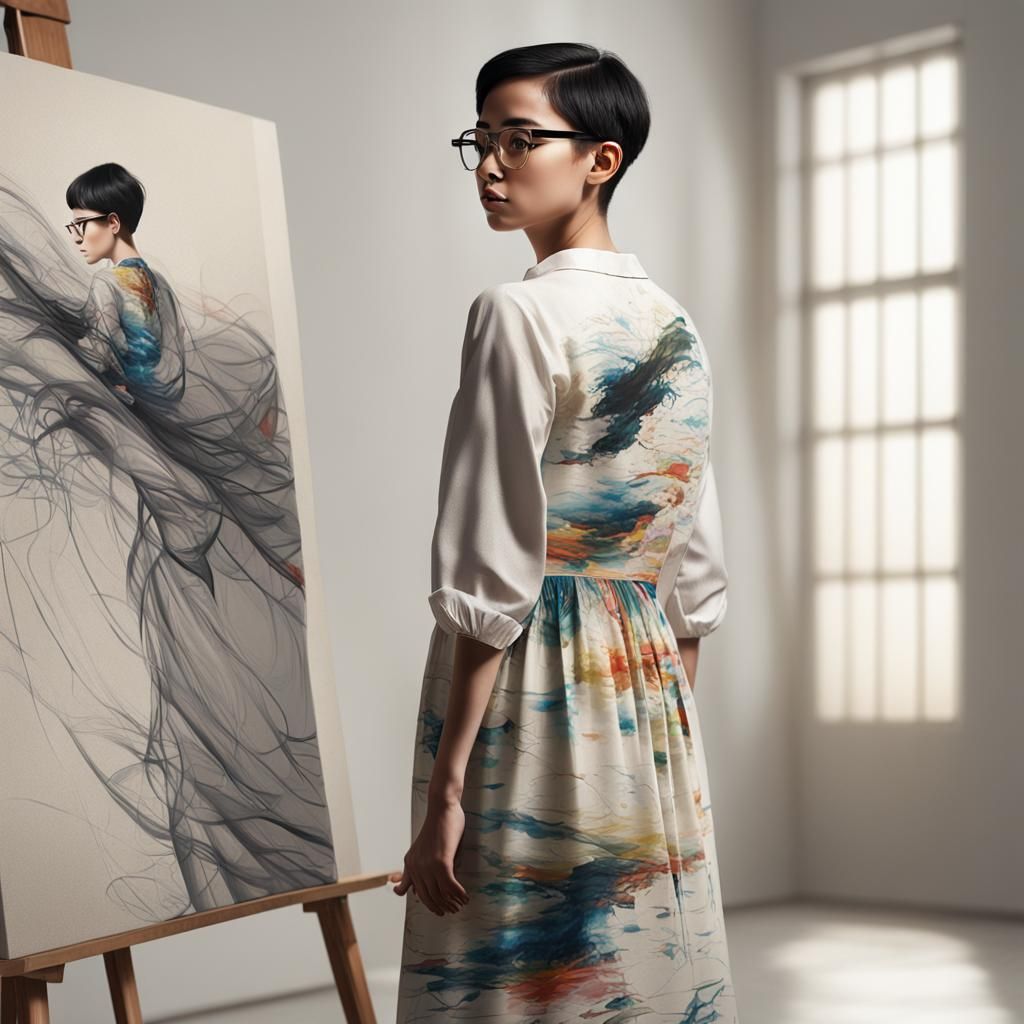 girl with short
black hair