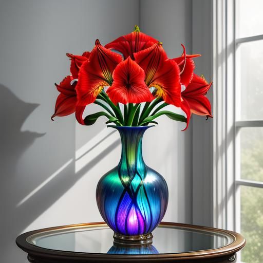 Amaryllis flowers in pretty vase