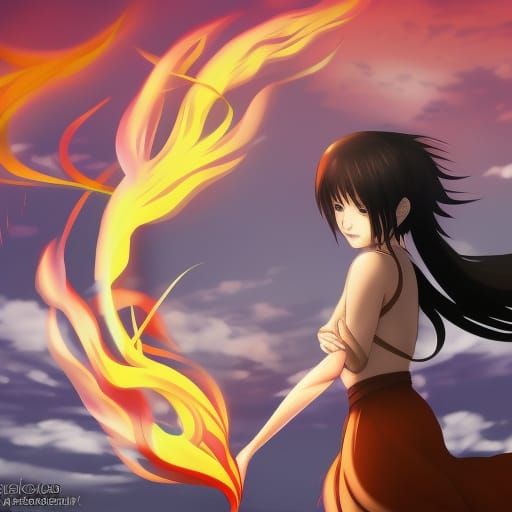 girl wielding fire - AI Generated Artwork - NightCafe Creator