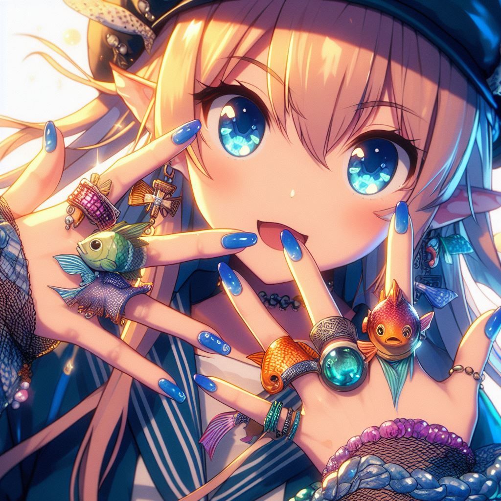 Fish rings and blue nails