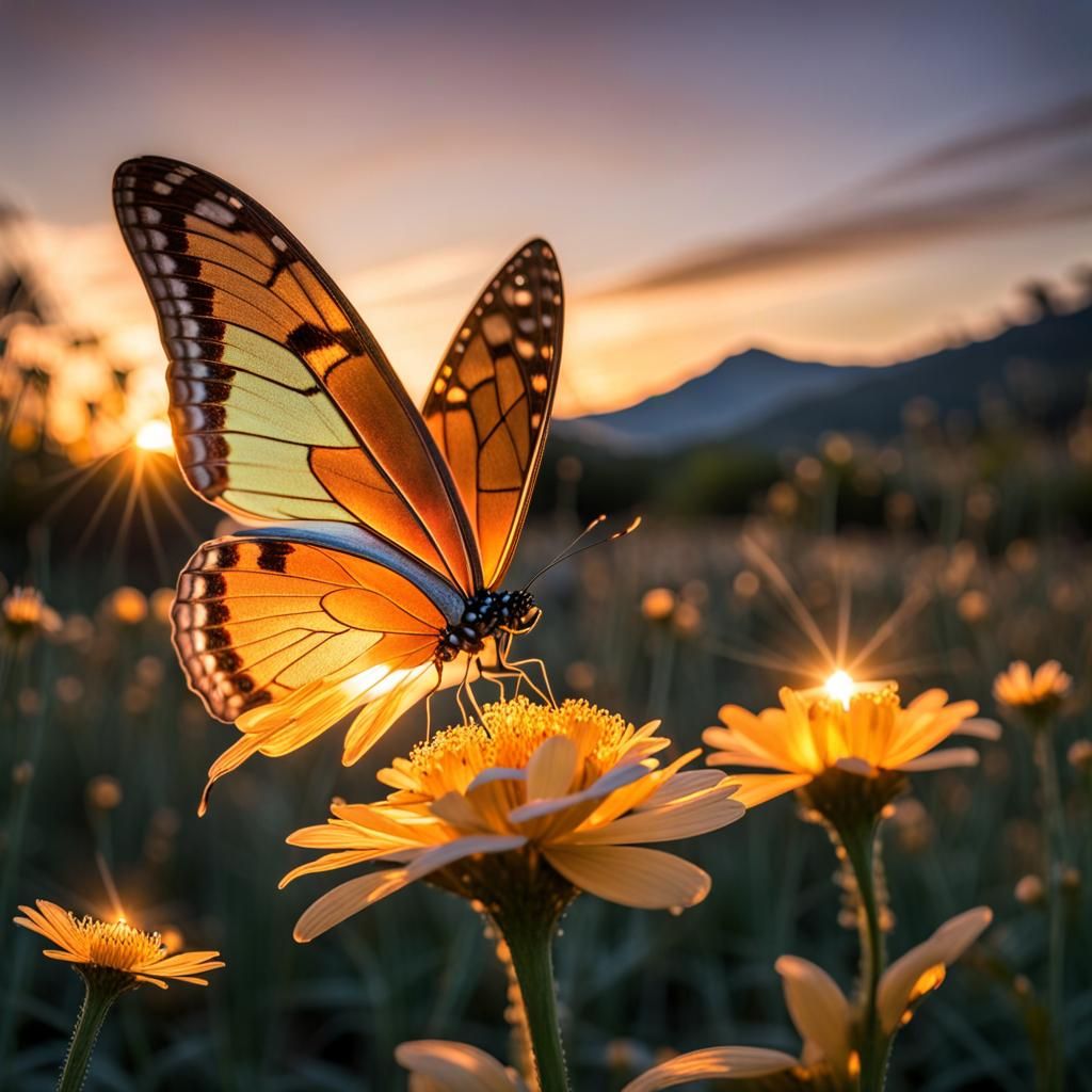Atardecer con mariposa