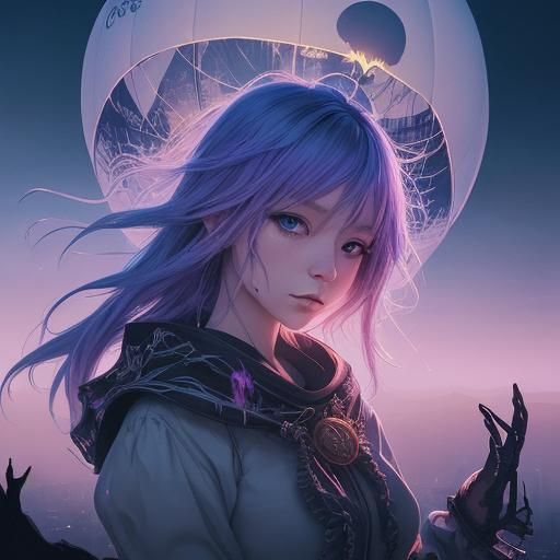 Glowing Hot-Air Balloon Soaring Over Cyberpunk City