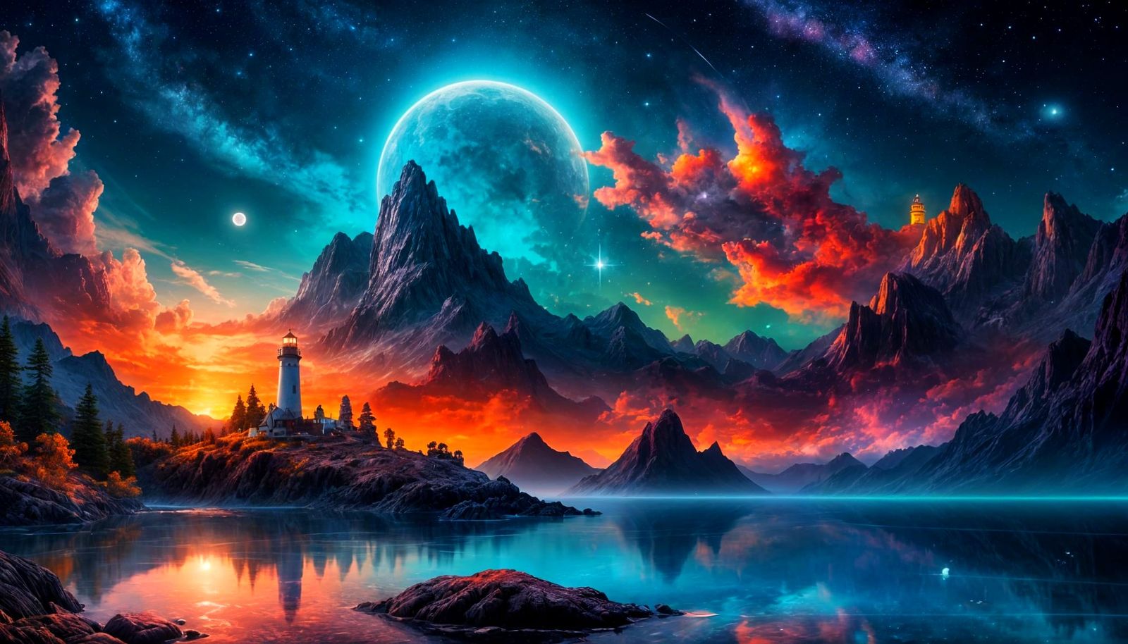 Surreal Lighthouse Landscape  by @The Leycer