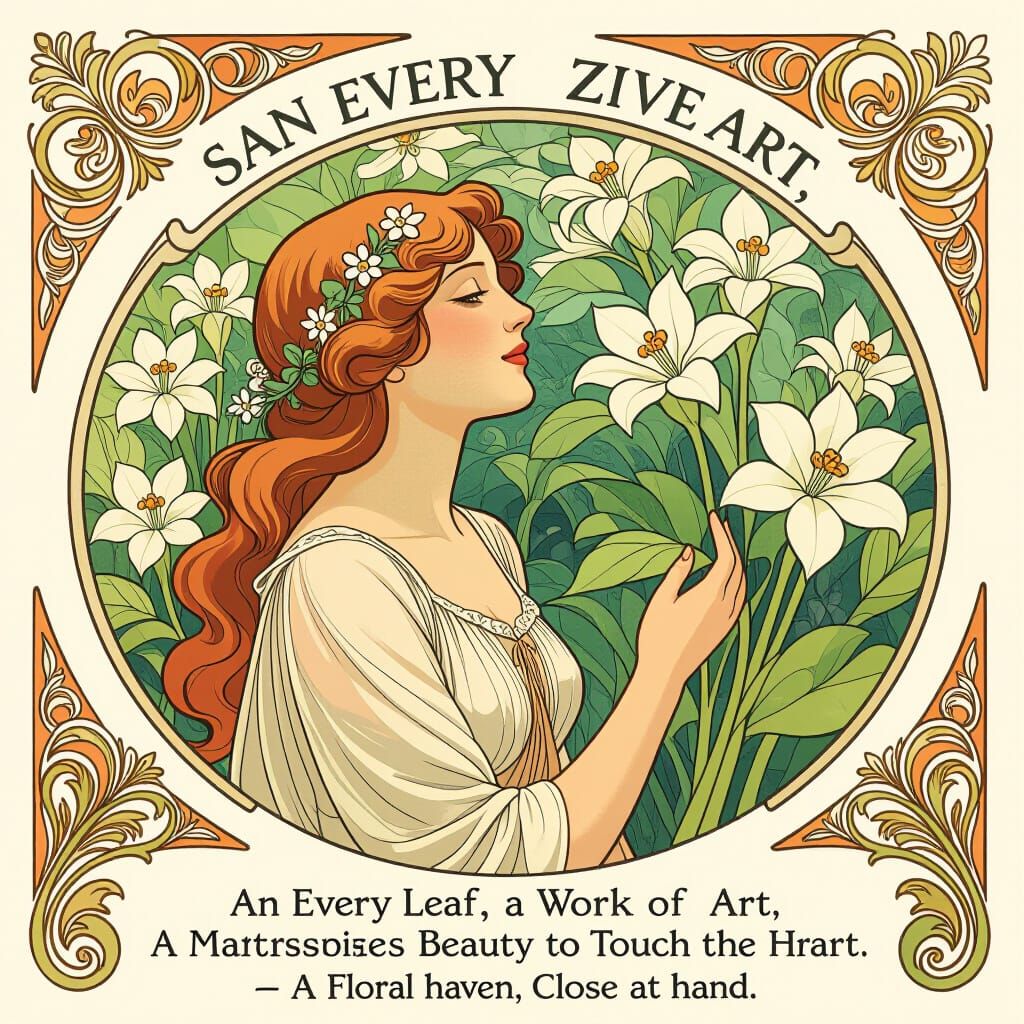 Art Nouveau poem ,
 In every leaf, a work of art,
A masterpiece to touch the heart.
Nouveau's beauty, ever grand,
A floral haven, close at hand.
Sanja Zivkovic 