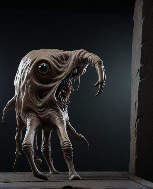 A sinister horror art of a mindless creepy towering evil one...